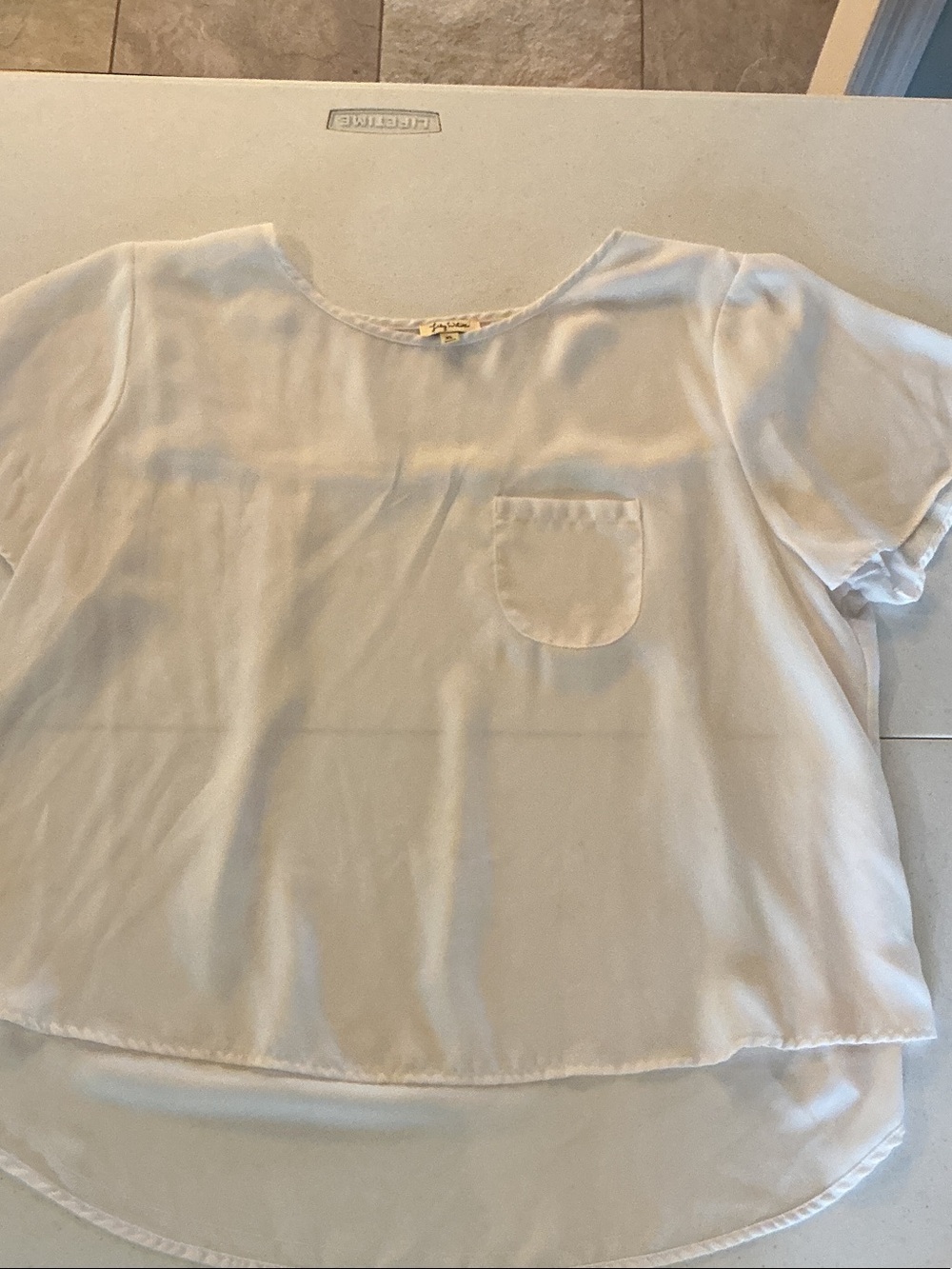 Lily White Girls' Cream Short-Sleeve Pocket Blouse